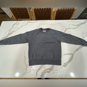 Everlane Organic Cotton Crew Neck Pullover Sweatshirt Gray Medium Pocket